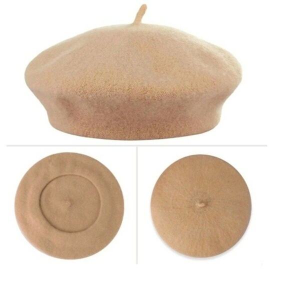 NEW Beret Women's Academia Beret Cottagecore Soft Wool Blend Artsy Camel Hat - Picture 5 of 7